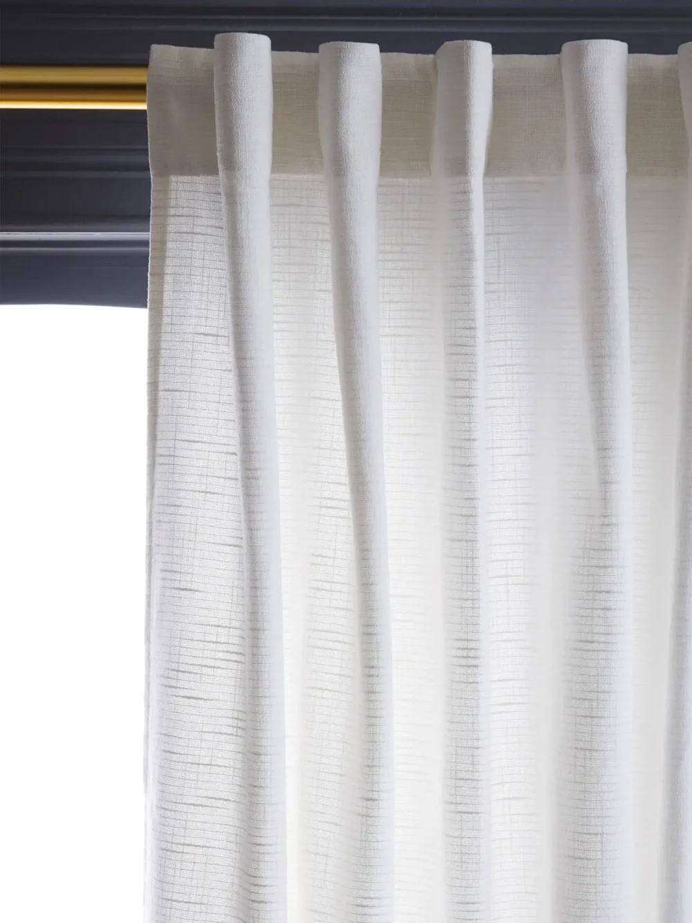 Quince White Cotton Slub Single Curtain Panel 48”x108”